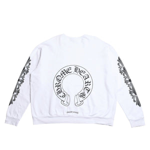 CHROME HEARTS Sweat Horseshoe Floral Cross Pull Scroll Label Logo L Size Good Condition Used 4a003780