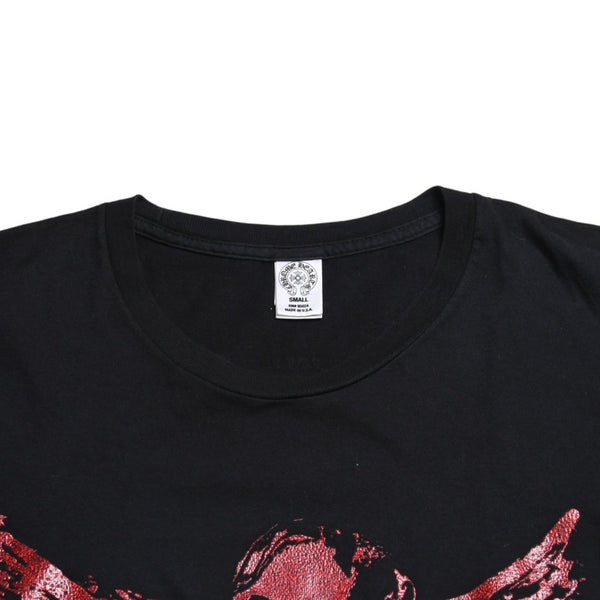 CHROME HEARTS FOTI Short Sleeve Print T-shirt Joe Foti Skull Horseshoe CH Cross Black Red Lame Print S Size Good Condition Used 4a003855