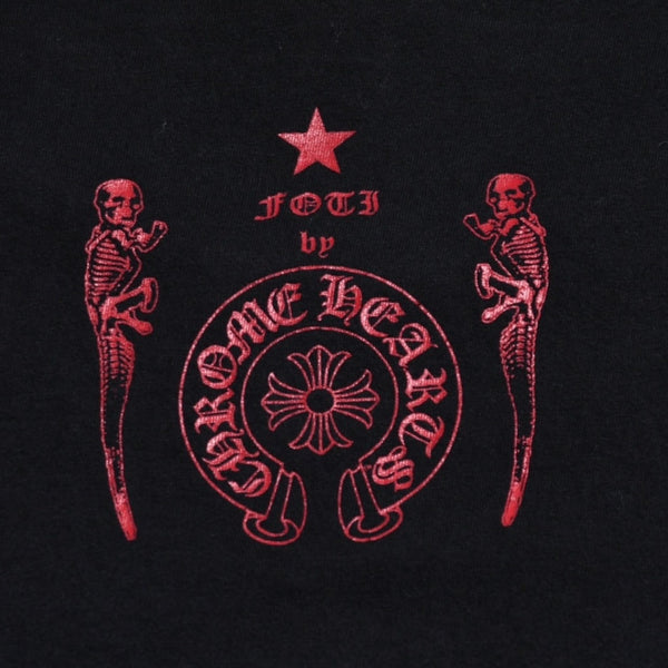 CHROME HEARTS FOTI Short Sleeve Print T-shirt Joe Foti Skull Horseshoe CH Cross Black Red Lame Print S Size Good Condition Used 4a003855