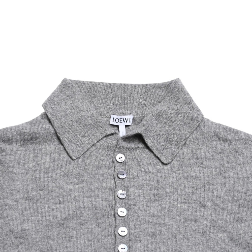 Very Good Condition LOEWE Gray Henley Neck Knit Pullover Knit Size M Cashmere 1727170 Used 4a001953