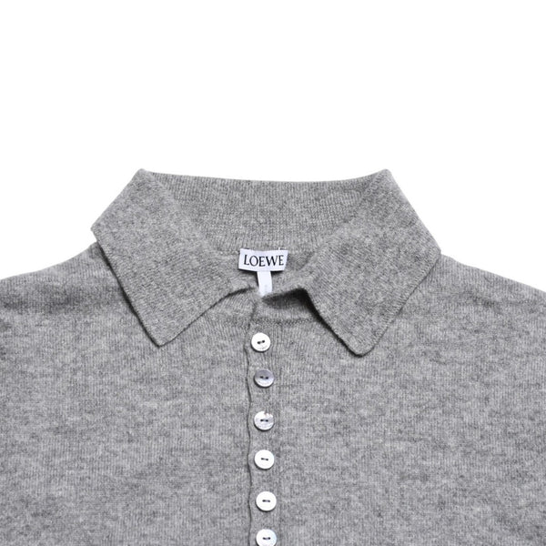 Very Good Condition LOEWE Gray Henley Neck Knit Pullover Knit Size M Cashmere 1727170 Used 4a001953
