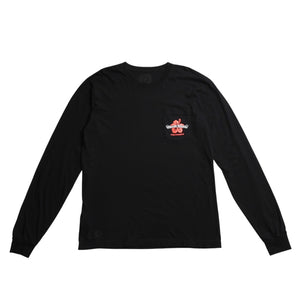CHROME HEARTS クロムハーツ ホノルル限定 バックスクロールロゴ ロングスリーブTシャツ ハイビスカス スクロールラベルロゴ ブラック ロンT 長袖Tシャツ ブラック Lサイズ 美品 中古 4a003777