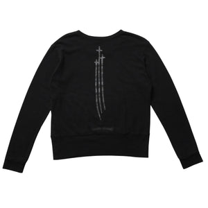 Very good condition CHROME HEARTS RS3 Cross Crew Neck Scroll Label Sweatshirt Black Used 4a003781