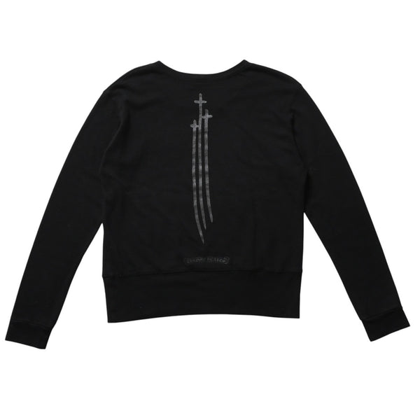 Very good condition CHROME HEARTS RS3 Cross Crew Neck Scroll Label Sweatshirt Black Used 4a003781