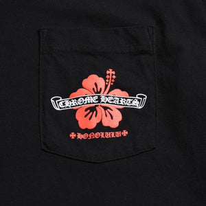 CHROME HEARTS クロムハーツ ホノルル限定 バックスクロールロゴ ロングスリーブTシャツ ハイビスカス スクロールラベルロゴ ブラック ロンT 長袖Tシャツ ブラック Lサイズ 美品 中古 4a003777