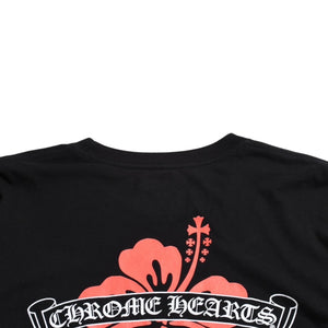 CHROME HEARTS クロムハーツ ホノルル限定 バックスクロールロゴ ロングスリーブTシャツ ハイビスカス スクロールラベルロゴ ブラック ロンT 長袖Tシャツ ブラック Lサイズ 美品 中古 4a003777