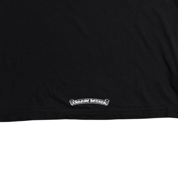 CHROME HEARTS クロムハーツ ホノルル限定 バックスクロールロゴ ロングスリーブTシャツ ハイビスカス スクロールラベルロゴ ブラック ロンT 長袖Tシャツ ブラック Lサイズ 美品 中古 4a003777
