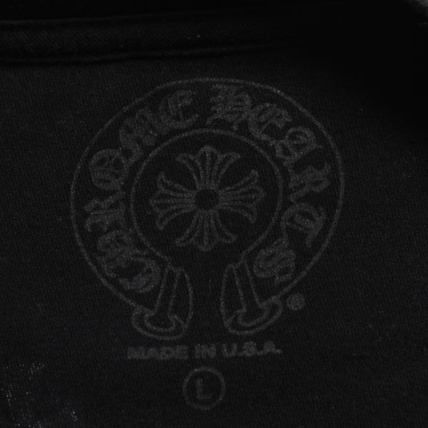 CHROME HEARTS クロムハーツ ホノルル限定 バックスクロールロゴ ロングスリーブTシャツ ハイビスカス スクロールラベルロゴ ブラック ロンT 長袖Tシャツ ブラック Lサイズ 美品 中古 4a003777