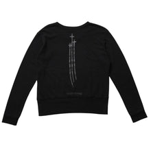 Load image into Gallery viewer, 極美品 CHROME HEARTS クロムハーツ RS3クロス クルーネック スクロールラベル スウェット ブラック 中古 4a003781