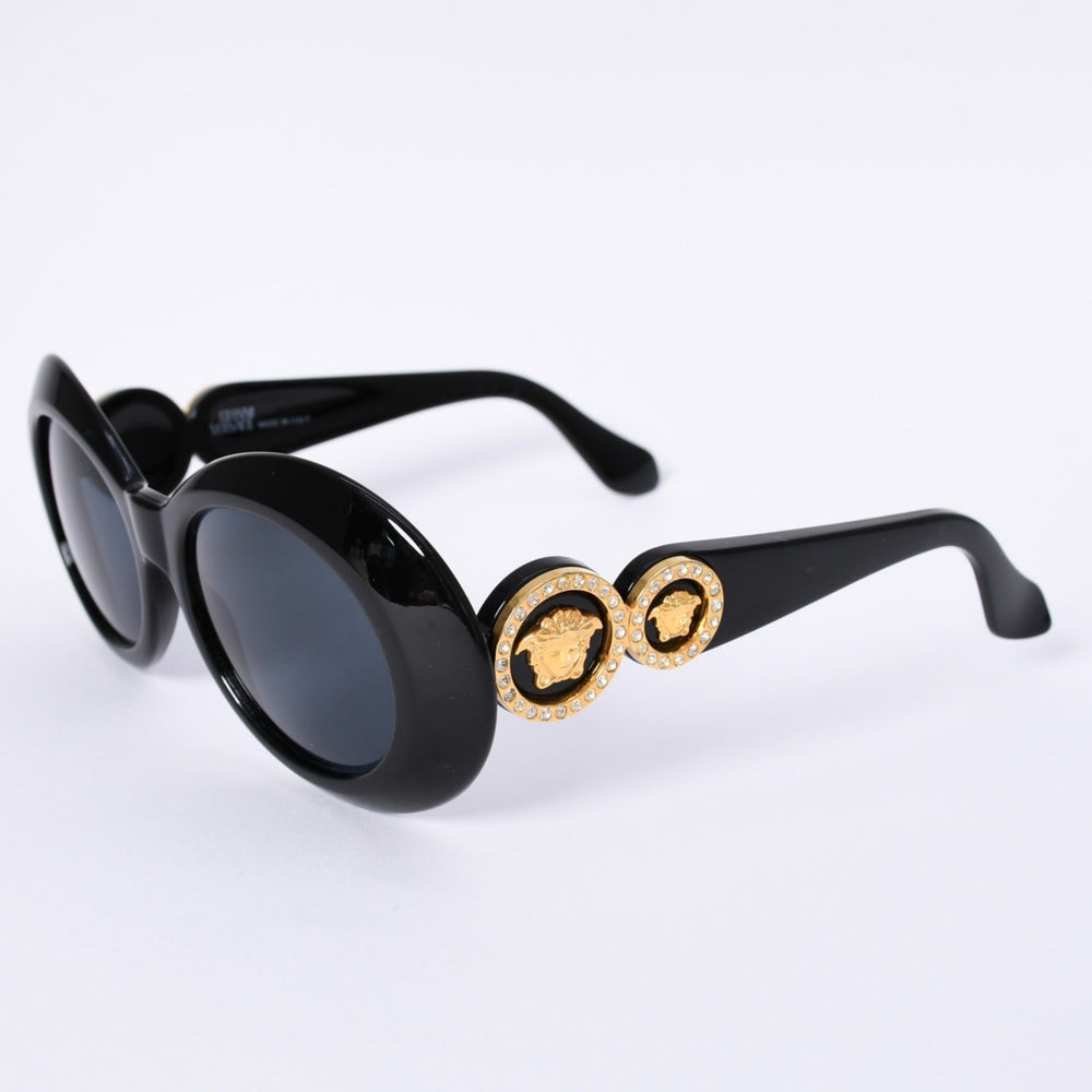 極美品 VERSACE ヴェルサーチ サングラス アイウェア MOD.418/C メデューサ ブラック ゴールド 中古 4a003718