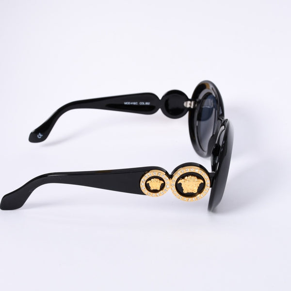 極美品 VERSACE ヴェルサーチ サングラス アイウェア MOD.418/C メデューサ ブラック ゴールド 中古 4a003718
