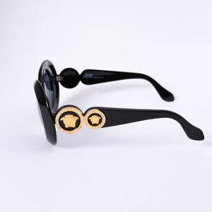 極美品 VERSACE ヴェルサーチ サングラス アイウェア MOD.418/C メデューサ ブラック ゴールド 中古 4a003718