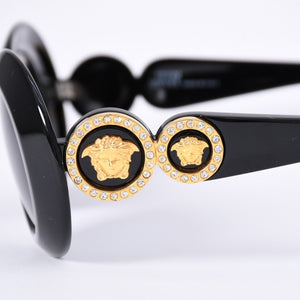 極美品 VERSACE ヴェルサーチ サングラス アイウェア MOD.418/C メデューサ ブラック ゴールド 中古 4a003718