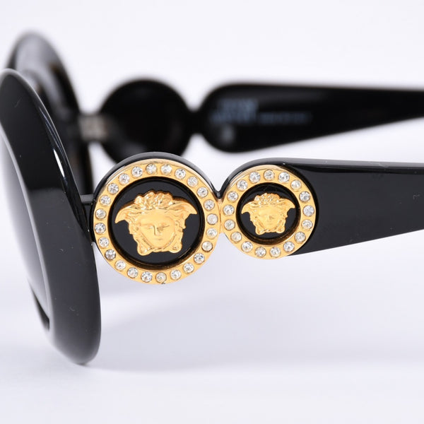 極美品 VERSACE ヴェルサーチ サングラス アイウェア MOD.418/C メデューサ ブラック ゴールド 中古 4a003718