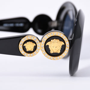 極美品 VERSACE ヴェルサーチ サングラス アイウェア MOD.418/C メデューサ ブラック ゴールド 中古 4a003718