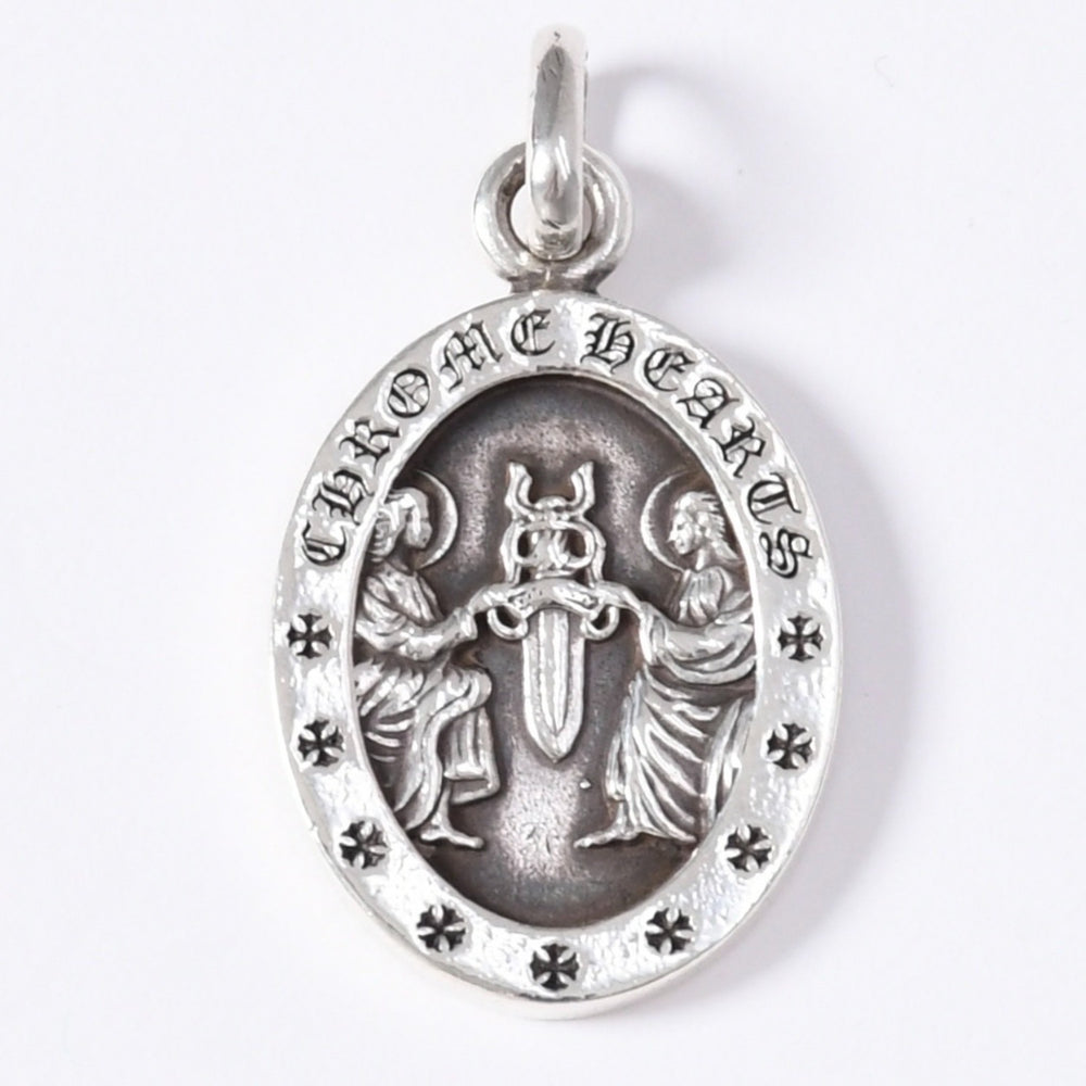 CHROME HEARTS ANGEL MEDAL OVAL Oval Angel Medal Pendant Top Weight 7.36g Silver 925 Good Condition Used 4a003801