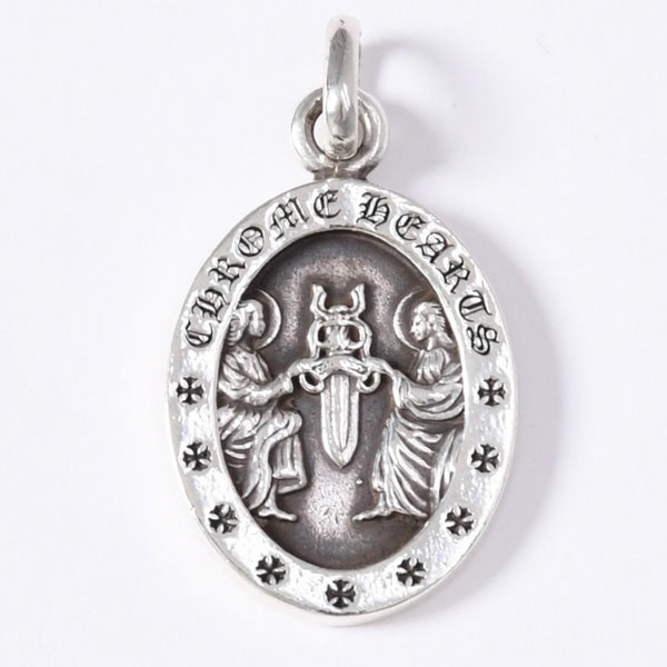 CHROME HEARTS ANGEL MEDAL OVAL Oval Angel Medal Pendant Top Weight 7.36g Silver 925 Good Condition Used 4a003801