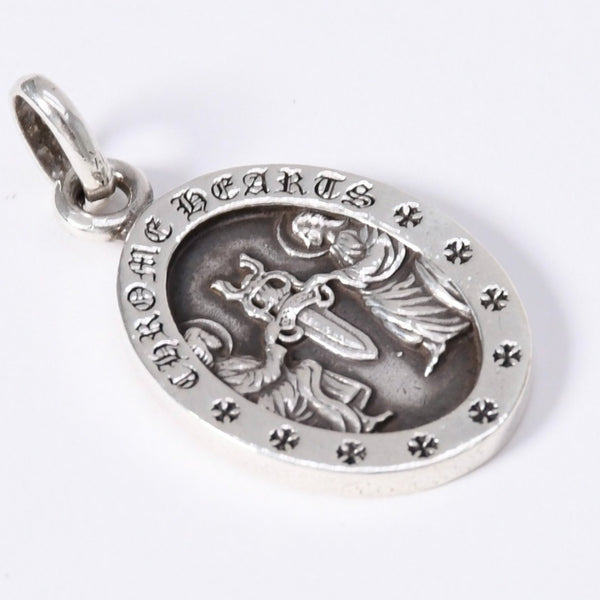 CHROME HEARTS ANGEL MEDAL OVAL Oval Angel Medal Pendant Top Weight 7.36g Silver 925 Good Condition Used 4a003801