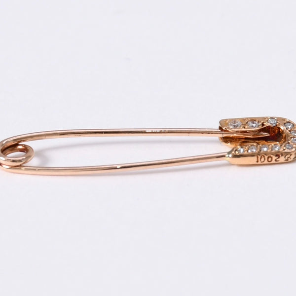 極美品 CHROME HEARTS クロムハーツ 22K パヴェダイヤ スモール セーフティピン チャーム 重量約1.53g 22KYG 22K/2001刻印 中古 4a003803