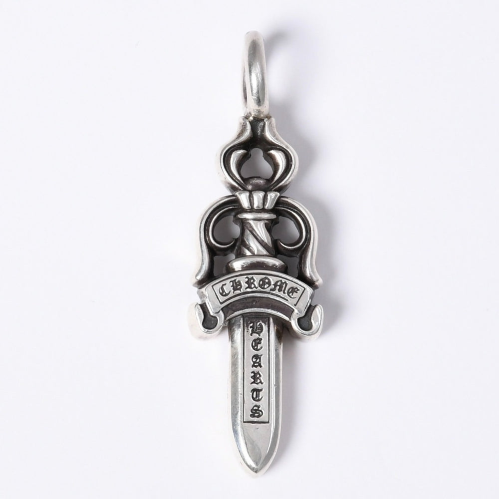 Very Good Condition CHROME HEARTS Double Dagger Pendant Silver Necklace Top Silver 925 21.8g Used 4a003802