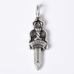 極美品 CHROME HEARTS クロムハーツ ダブルダガー ペンダント シルバーネックレストップ シルバー925 21.8g 中古 4a003802