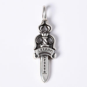 極美品 CHROME HEARTS クロムハーツ ダブルダガー ペンダント シルバーネックレストップ シルバー925 21.8g 中古 4a003802