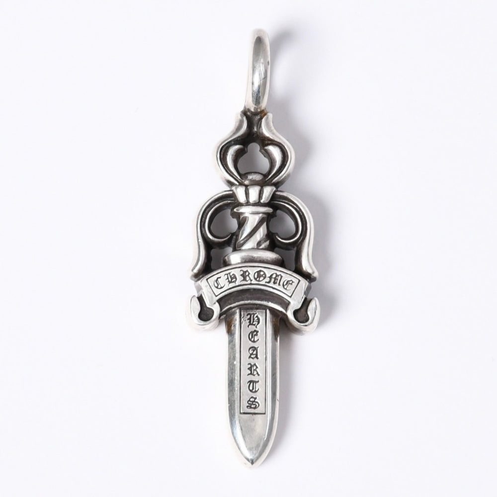 Very Good Condition CHROME HEARTS Double Dagger Pendant Silver Necklace Top Silver 925 21.8g Used 4a003802