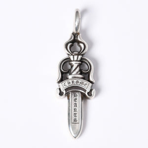 極美品 CHROME HEARTS クロムハーツ ダブルダガー ペンダント シルバーネックレストップ シルバー925 21.8g 中古 4a003802