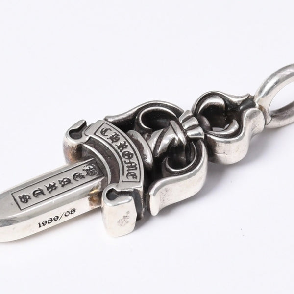 極美品 CHROME HEARTS クロムハーツ ダブルダガー ペンダント シルバーネックレストップ シルバー925 21.8g 中古 4a003802