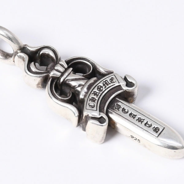 極美品 CHROME HEARTS クロムハーツ ダブルダガー ペンダント シルバーネックレストップ シルバー925 21.8g 中古 4a003802