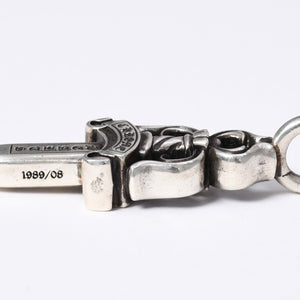 極美品 CHROME HEARTS クロムハーツ ダブルダガー ペンダント シルバーネックレストップ シルバー925 21.8g 中古 4a003802