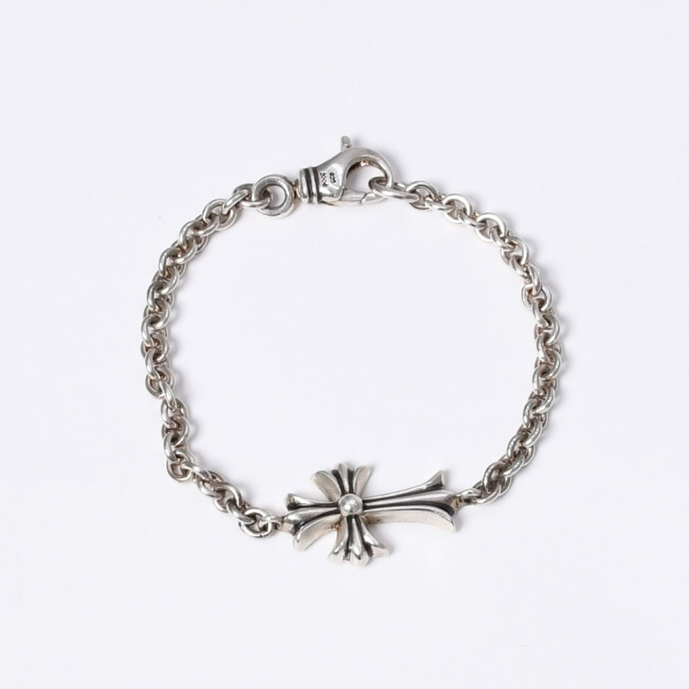 極美品 CHROME HEARTS クロムハーツ タイニーCHクロス ブレスレット タイニーCHクロス シルバー925 NEチェーン 12.4g 中古 4a003804