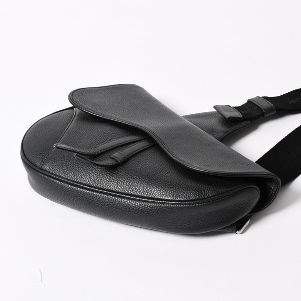 Christian Dior Saddle Bag Body Bag Black Silver Hardware 06-BO-1120 Good Condition Used 4a003815