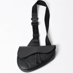 Christian Dior Saddle Bag Body Bag Black Silver Hardware 06-BO-1120 Good Condition Used 4a003815