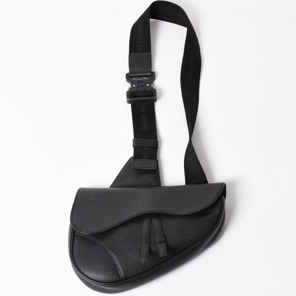 Christian Dior Saddle Bag Body Bag Black Silver Hardware 06-BO-1120 Good Condition Used 4a003815