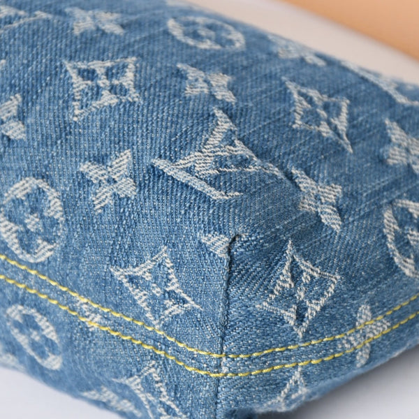 極美品 LOUIS VUITTON ルイヴィトン ポシェット ヒルズ ハンドバッグ M82949 モノグラム デニム インディゴブルー ゴールド金具 中古 4a003826