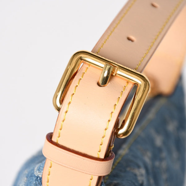 極美品 LOUIS VUITTON ルイヴィトン ポシェット ヒルズ ハンドバッグ M82949 モノグラム デニム インディゴブルー ゴールド金具 中古 4a003826
