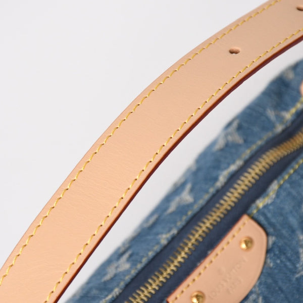 極美品 LOUIS VUITTON ルイヴィトン ポシェット ヒルズ ハンドバッグ M82949 モノグラム デニム インディゴブルー ゴールド金具 中古 4a003826