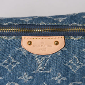 極美品 LOUIS VUITTON ルイヴィトン ポシェット ヒルズ ハンドバッグ M82949 モノグラム デニム インディゴブルー ゴールド金具 中古 4a003826