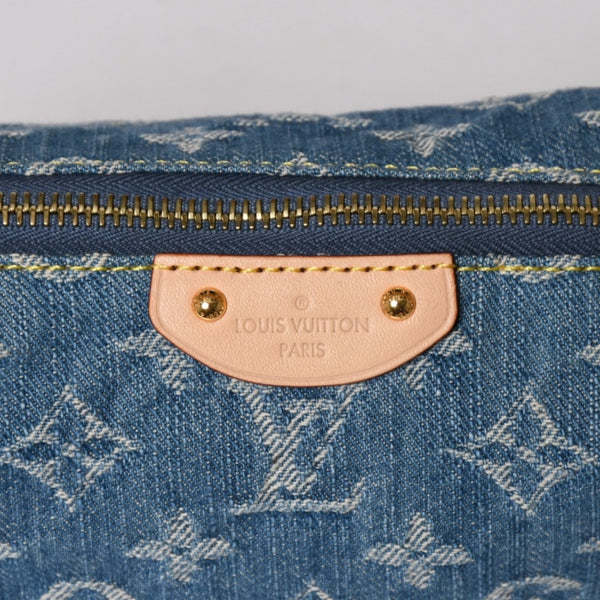 極美品 LOUIS VUITTON ルイヴィトン ポシェット ヒルズ ハンドバッグ M82949 モノグラム デニム インディゴブルー ゴールド金具 中古 4a003826
