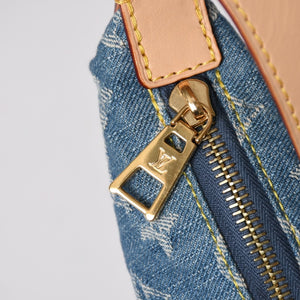 極美品 LOUIS VUITTON ルイヴィトン ポシェット ヒルズ ハンドバッグ M82949 モノグラム デニム インディゴブルー ゴールド金具 中古 4a003826