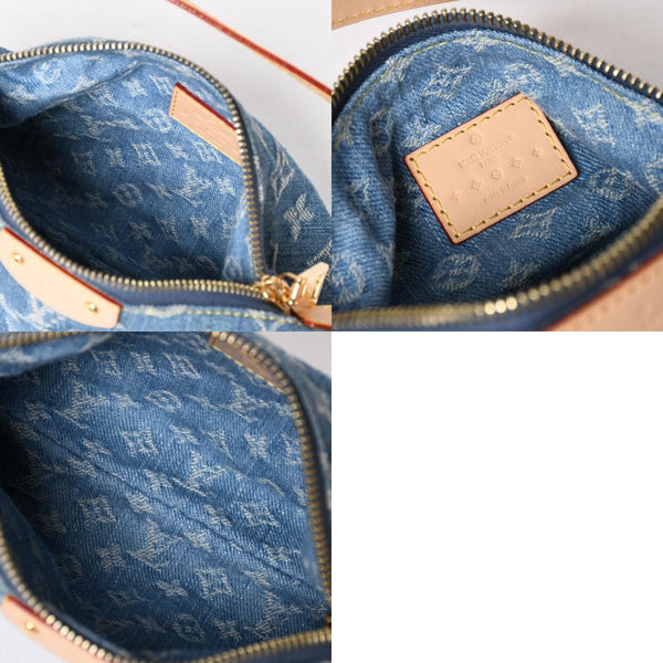 極美品 LOUIS VUITTON ルイヴィトン ポシェット ヒルズ ハンドバッグ M82949 モノグラム デニム インディゴブルー ゴールド金具 中古 4a003826