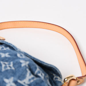 極美品 LOUIS VUITTON ルイヴィトン ミニプリーティ ワンショルダーバッグ M95050 モノグラム デニム インディゴブルー 中古 4a005318