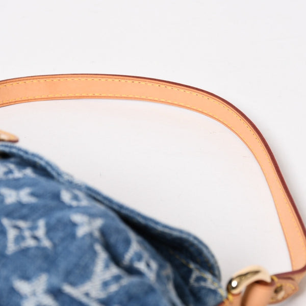 極美品 LOUIS VUITTON ルイヴィトン ミニプリーティ ワンショルダーバッグ M95050 モノグラム デニム インディゴブルー 中古 4a005318