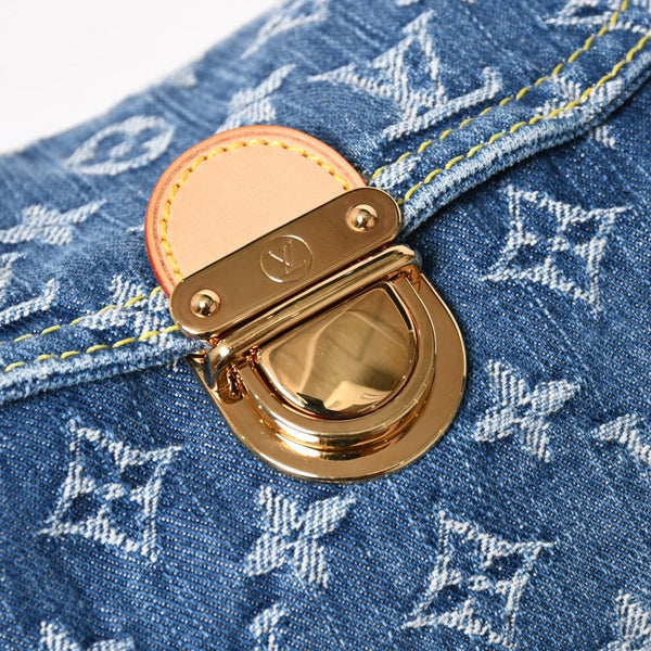 極美品 LOUIS VUITTON ルイヴィトン ミニプリーティ ワンショルダーバッグ M95050 モノグラム デニム インディゴブルー 中古 4a005318