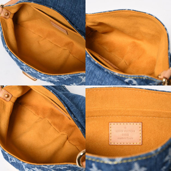 極美品 LOUIS VUITTON ルイヴィトン ミニプリーティ ワンショルダーバッグ M95050 モノグラム デニム インディゴブルー 中古 4a005318
