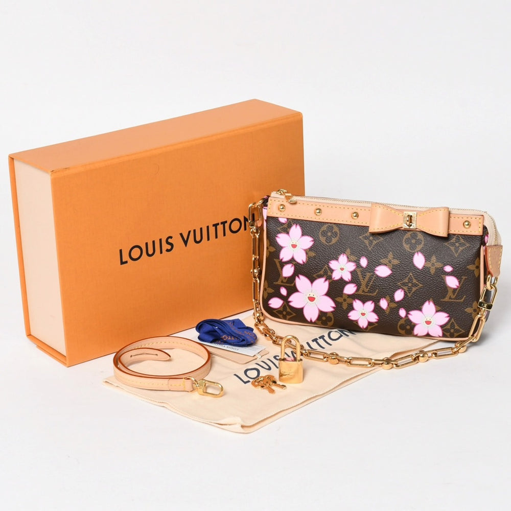 Very good condition LOUIS VUITTON LV × TM Pochette Accessory Pouch M13666 Monogram Cherry Takashi Murakami Used 4a005302