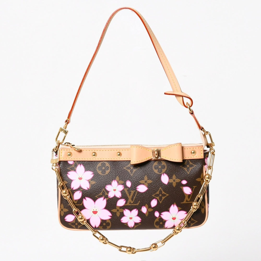 Very good condition LOUIS VUITTON LV × TM Pochette Accessory Pouch M13666 Monogram Cherry Takashi Murakami Used 4a005302