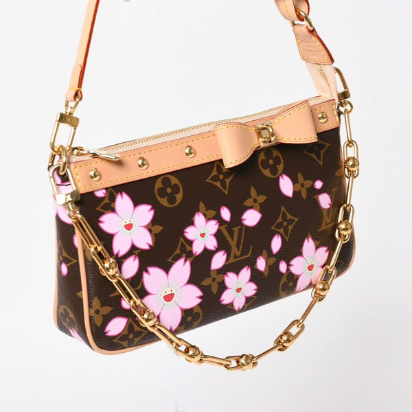 極美品 LOUIS VUITTON ルイヴィトン LV × TM ポシェット アクセソワール アクセサリーポーチ M13666 モノグラム チェリー 村上隆 中古 4a005302
