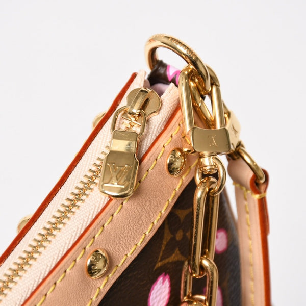 極美品 LOUIS VUITTON ルイヴィトン LV × TM ポシェット アクセソワール アクセサリーポーチ M13666 モノグラム チェリー 村上隆 中古 4a005302